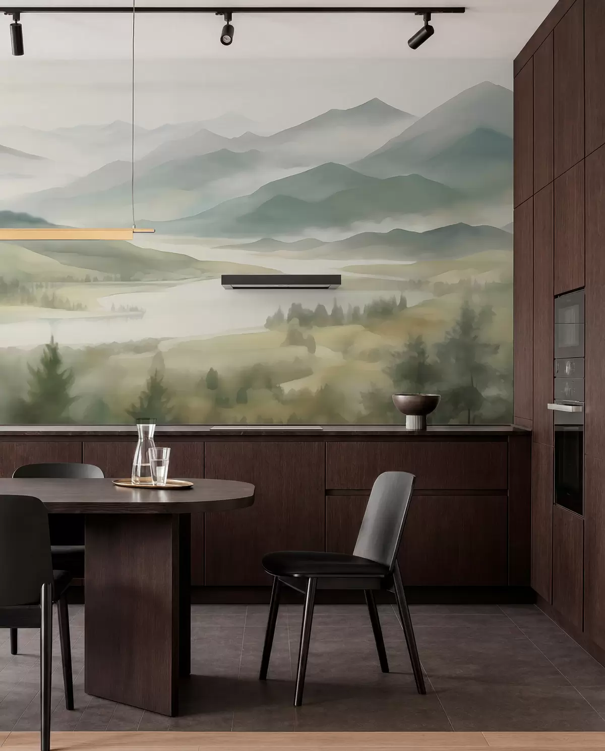murales de pared Montañas con un lago de fondo w05833