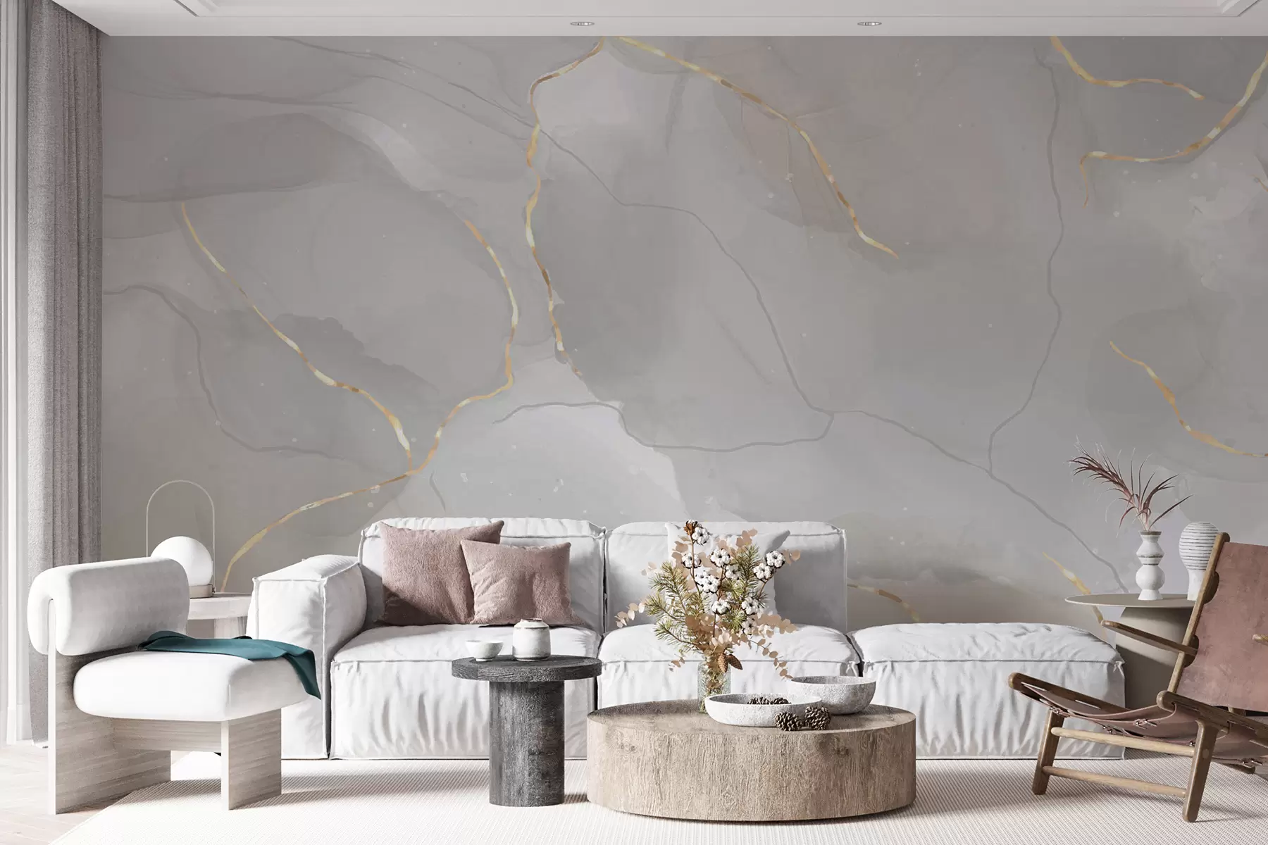 murales de pared Fondo de acuarela de mármol con líneas u80088