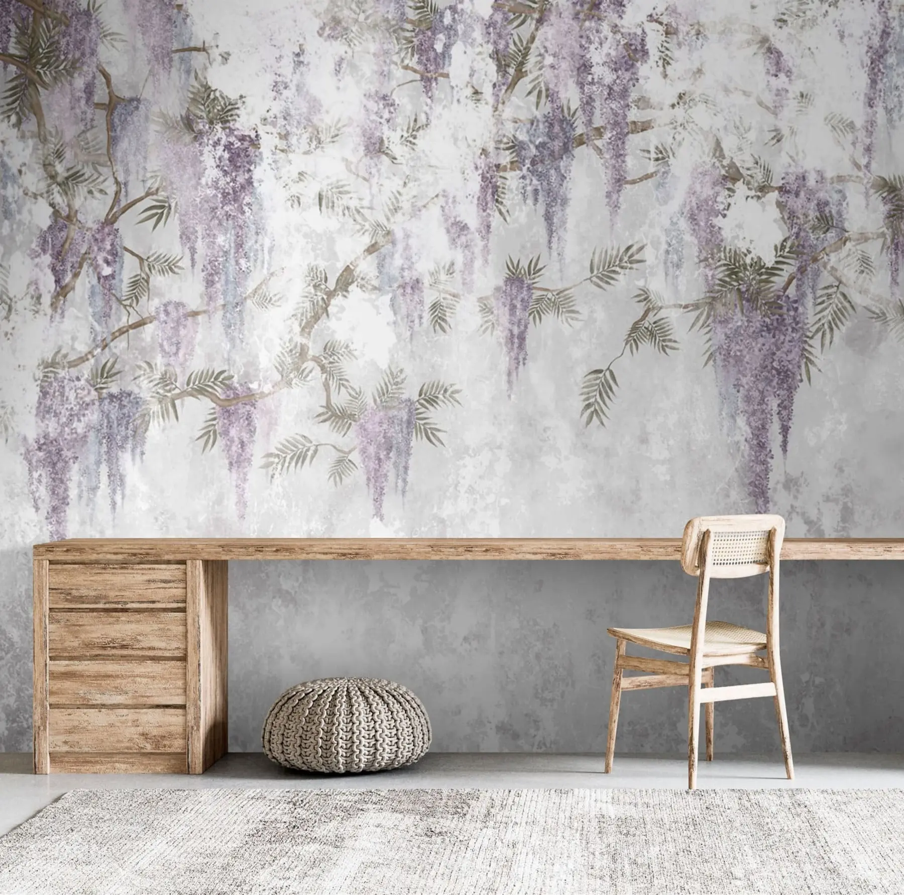 murales de pared Tendencia colgante ramas de brunge con colores morados u73816