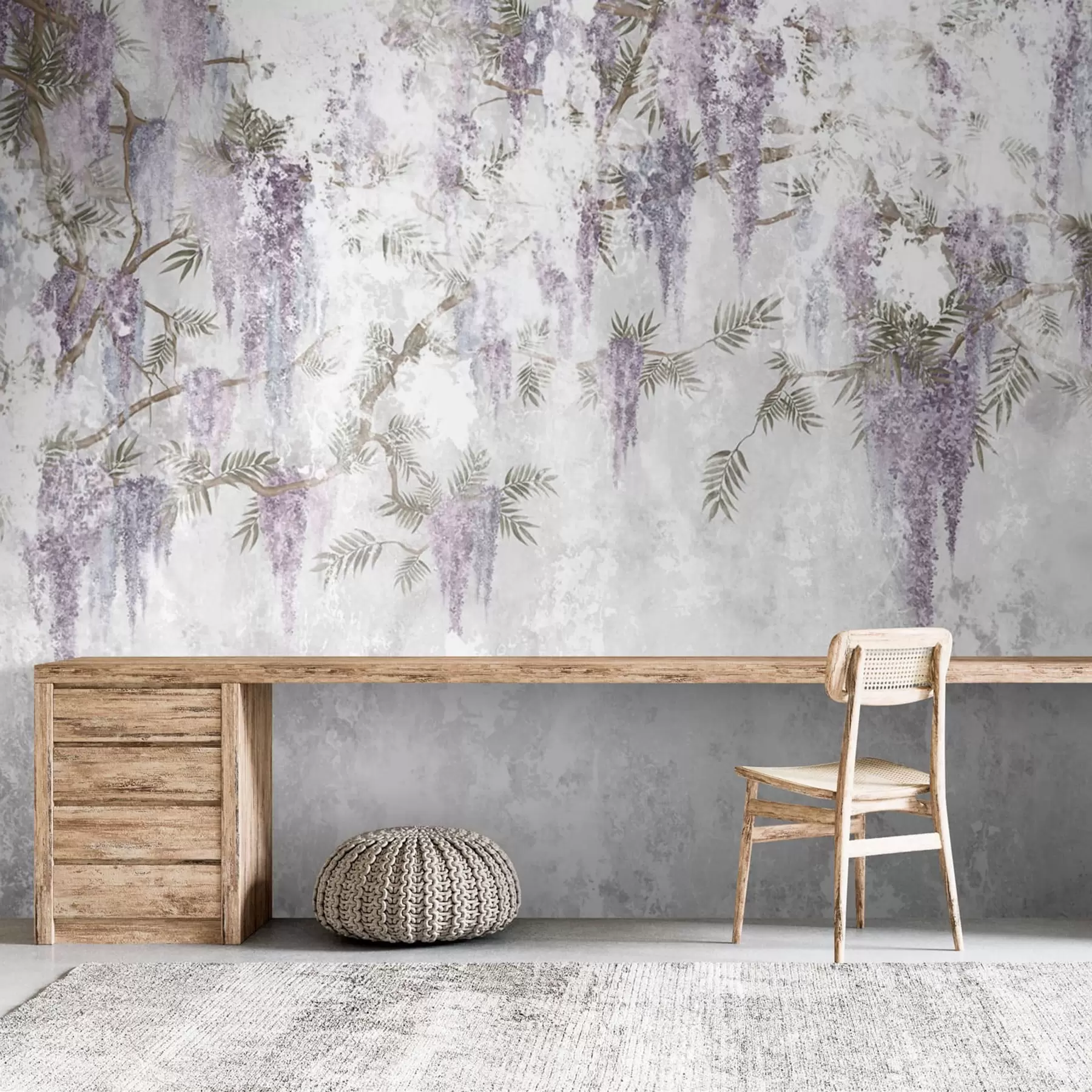 murales de pared Tendencia colgante ramas de brunge con colores morados u73816