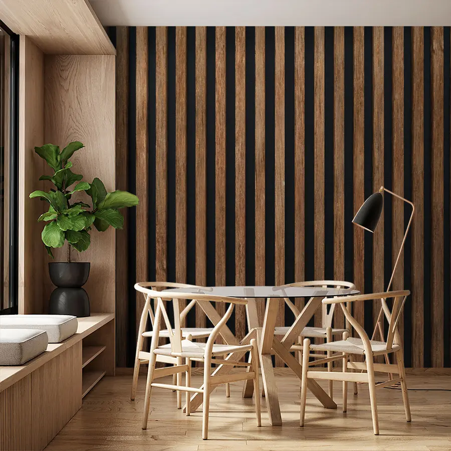 murales de pared Vigas de madera sobre un fondo oscuro u73670