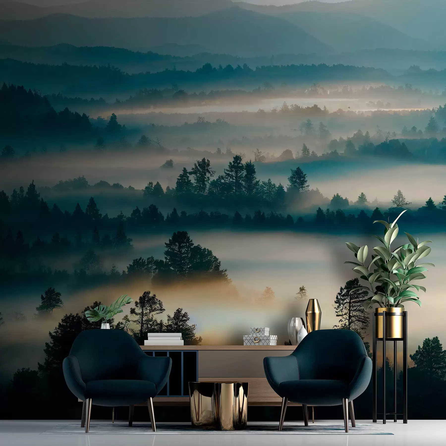 murales de pared Muros de niebla en el bosque u73865