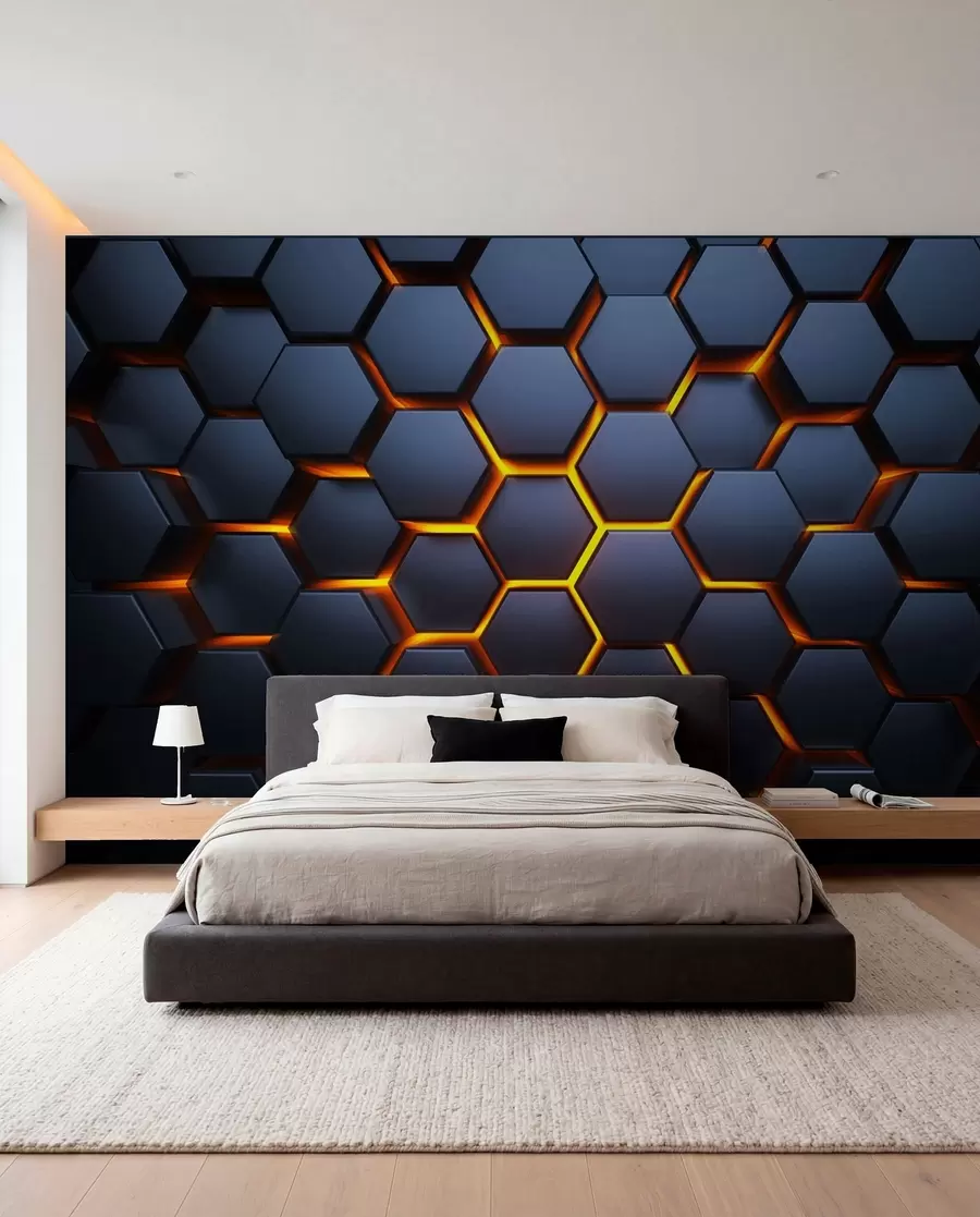 murales de pared Resplandor de luz bajo los hexágonos u93570