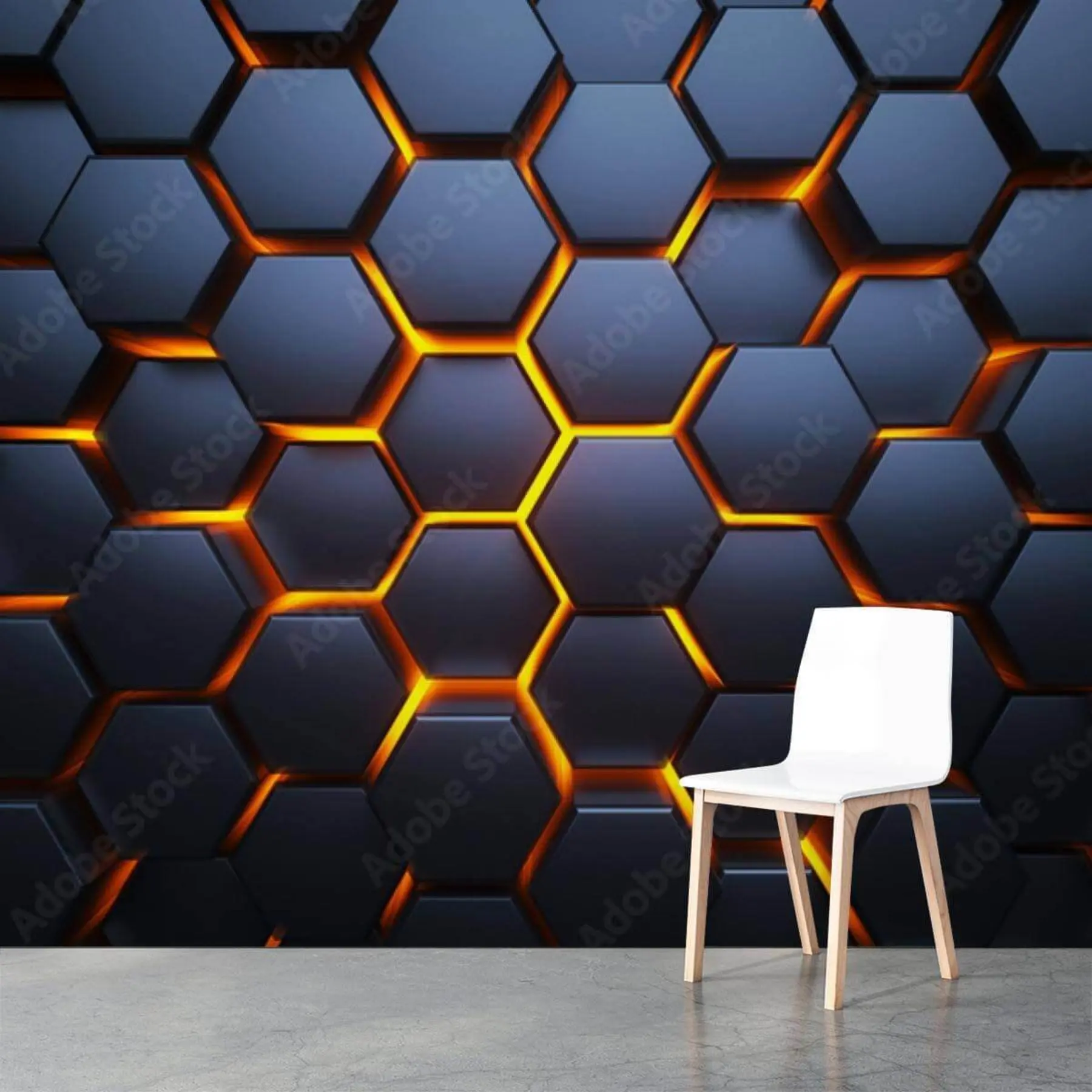 murales de pared Resplandor de luz bajo los hexágonos u93570