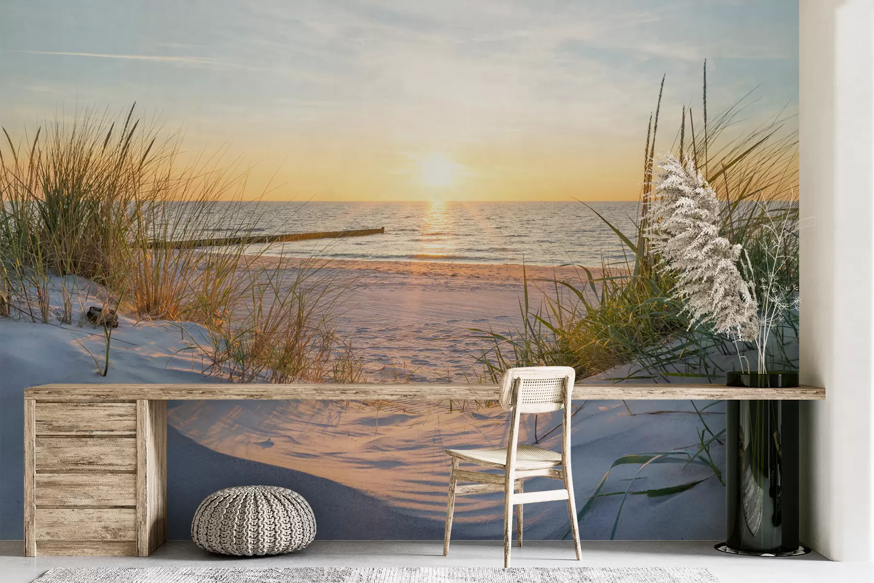 murales de pared Foto/playa panorámica con puesta de sol u93577