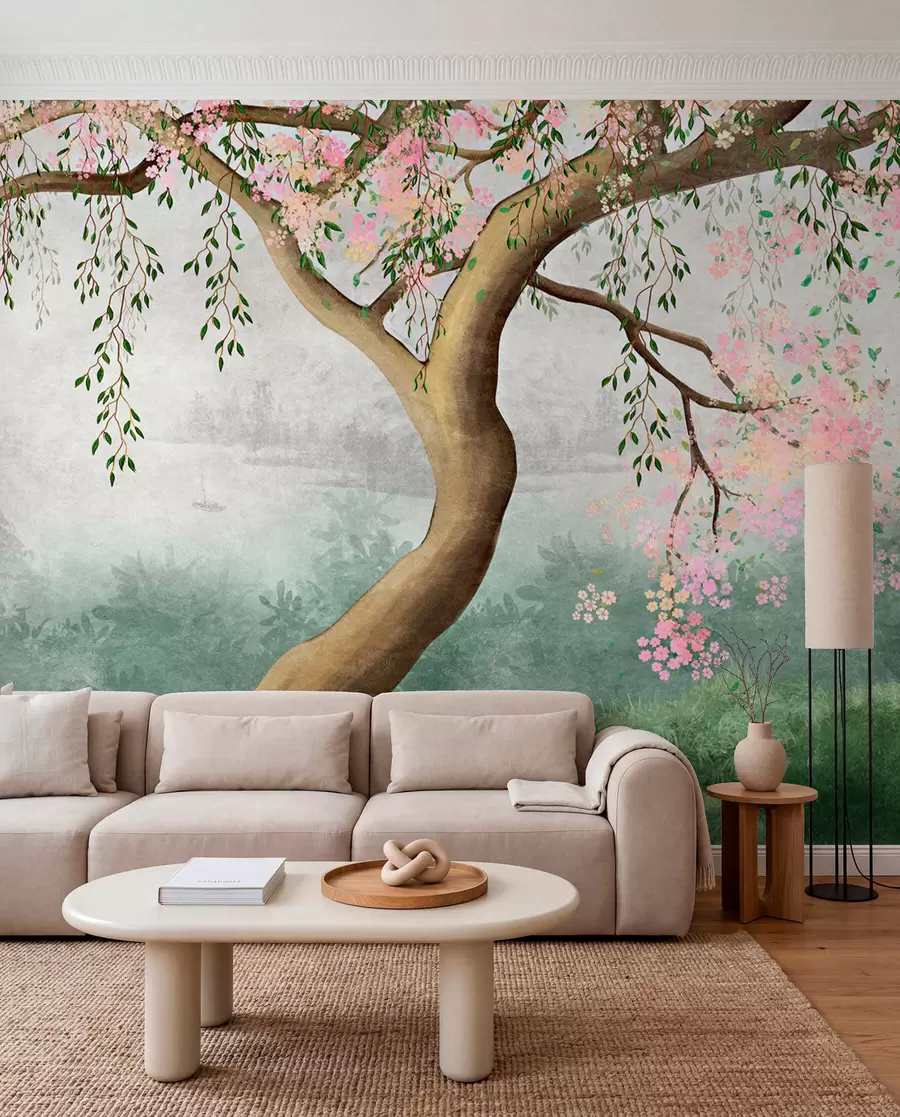murales de pared Árbol en flor en la colina u93587