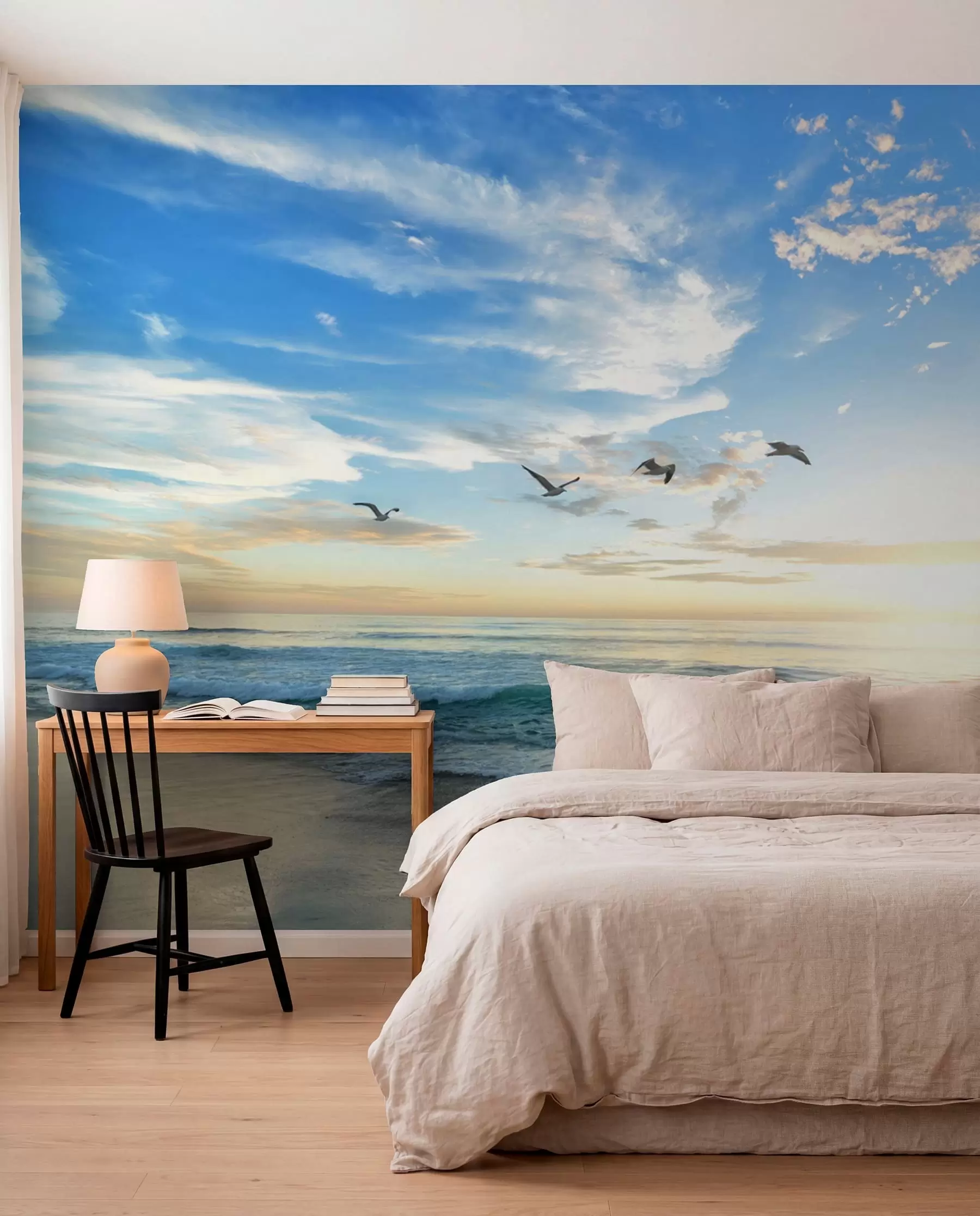 murales de pared Los pescadores y el mar al amanecer u93607