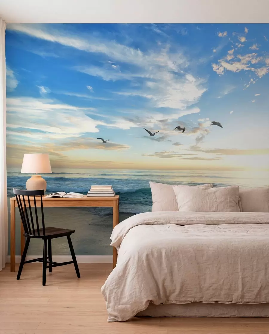 murales de pared Los pescadores y el mar al amanecer u93607