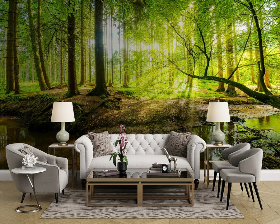 murales de pared Transparencia de la corriente forestal u93621