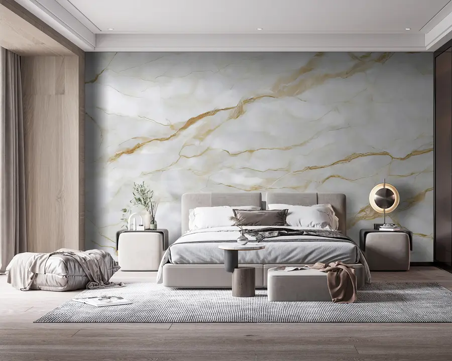 murales de pared Mármol blanco con líneas beige u93433