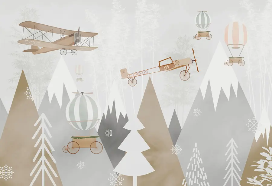 murales de pared Montañas y aviones, al estilo escandinavo u73961