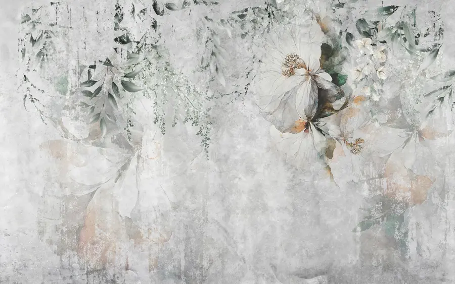 murales de pared Flor en fondo de grunge de hormigón u73969