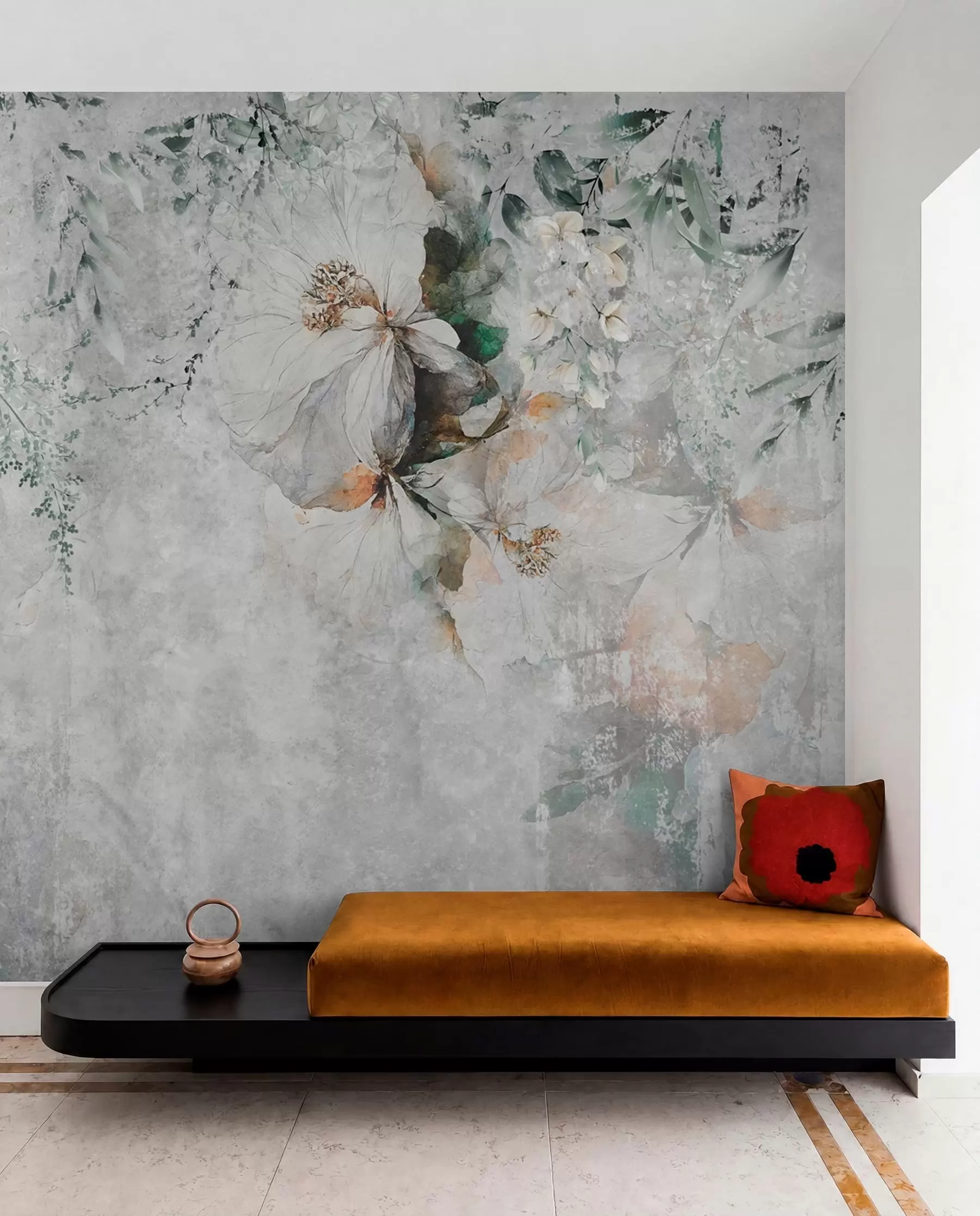 murales de pared Flor en fondo de grunge de hormigón u73969