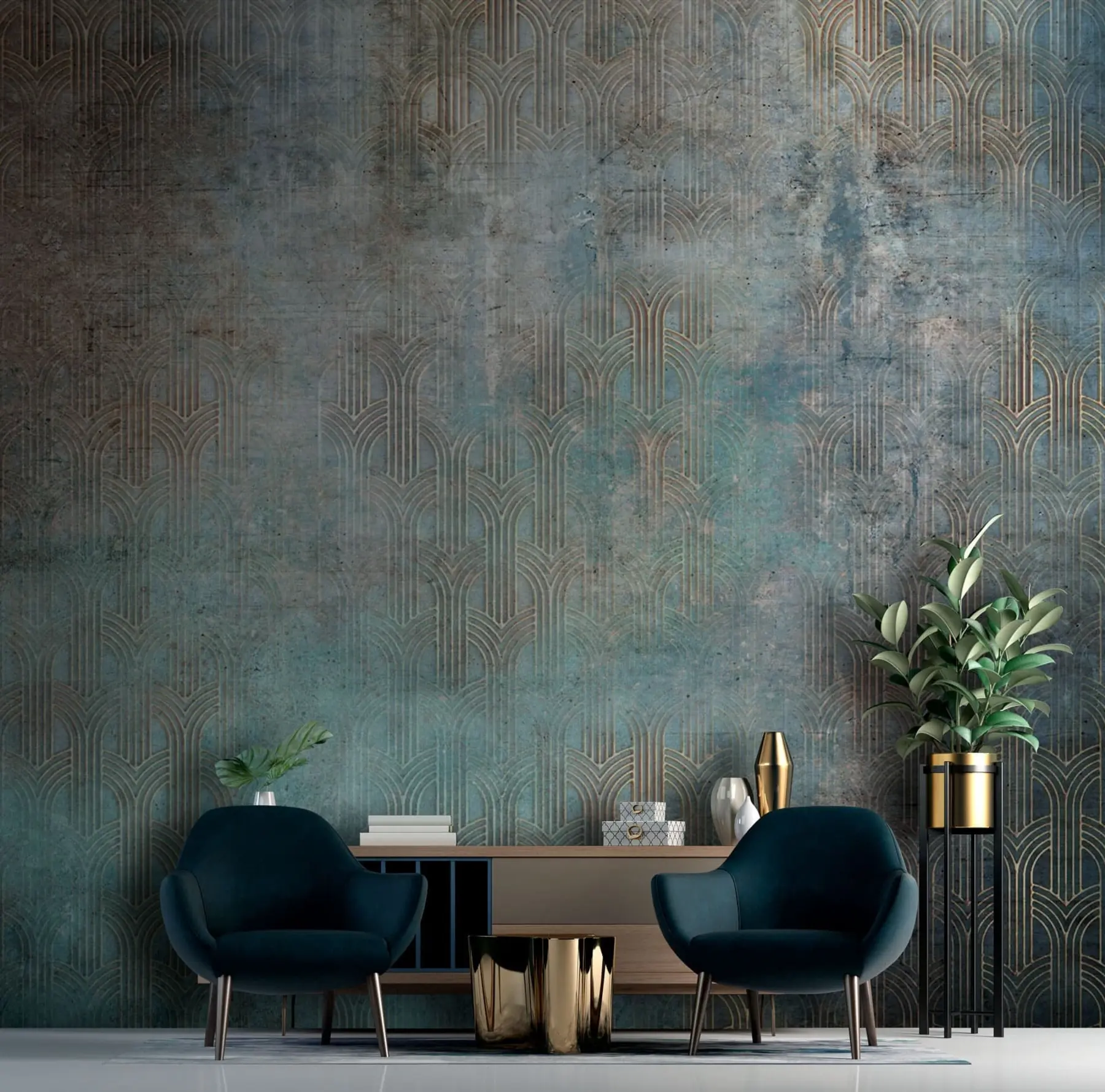 murales de pared patrón arqueado en la pared del grunge u73973