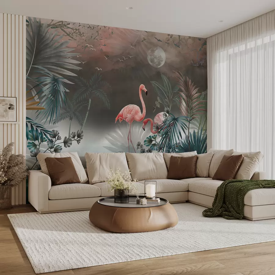 murales de pared Flamenco y plantas u78601