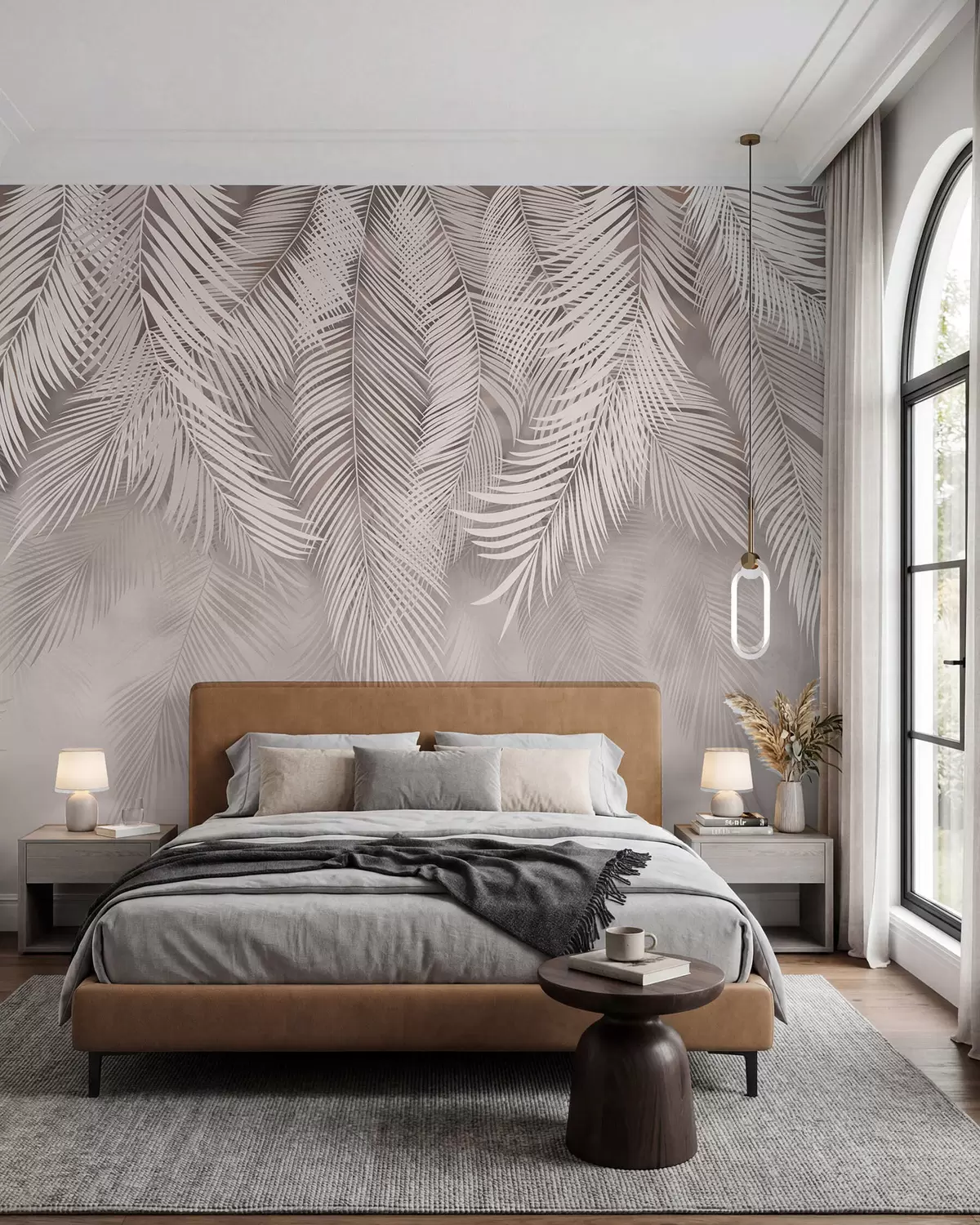 murales de pared Cortina de palmas rosas u48556v5
