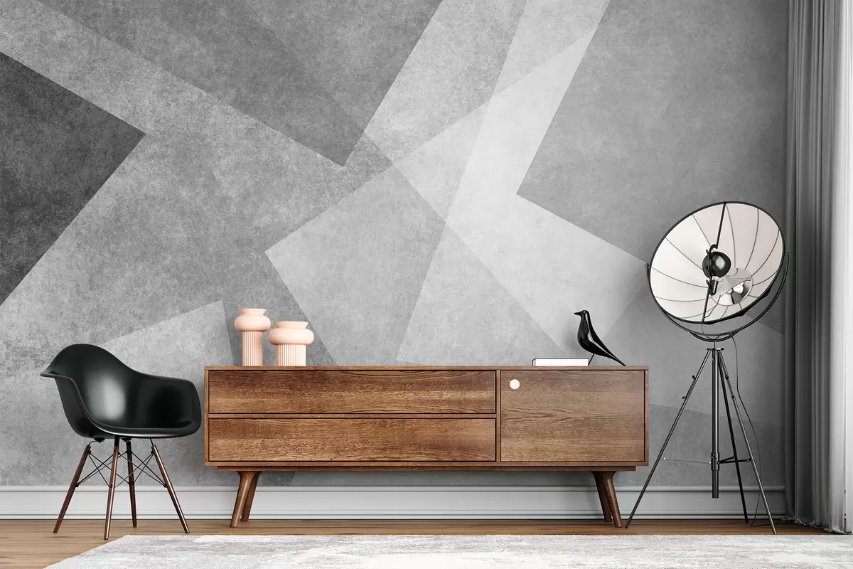 murales de pared Abstracción geométrica de gris u74057