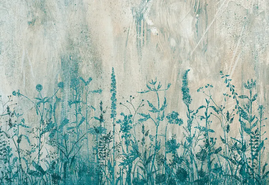 murales de pared Plantas verdes en una pared de concreto u93666