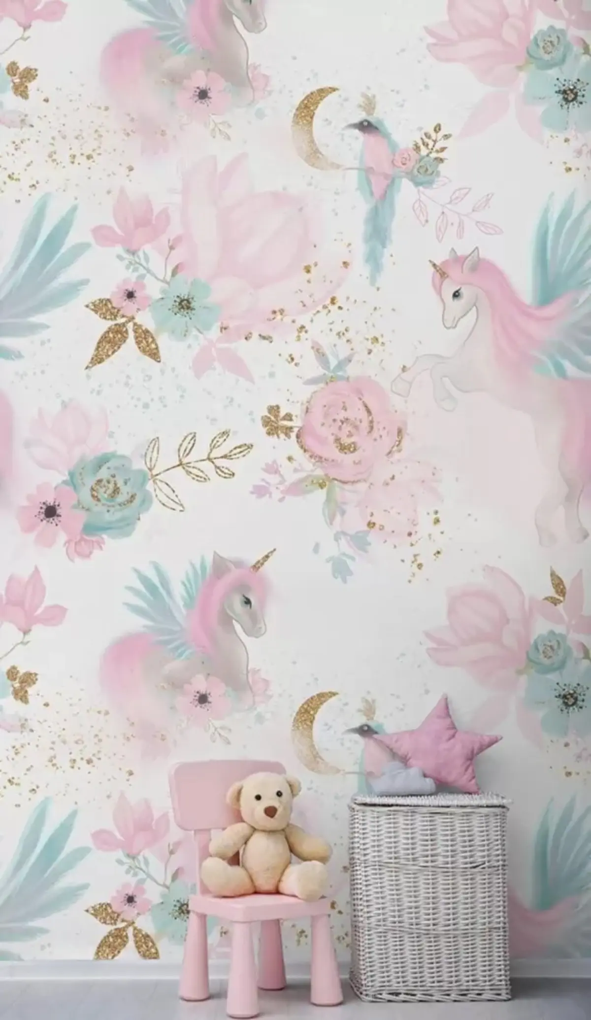 murales de pared Unicornios con melena rosa u78494