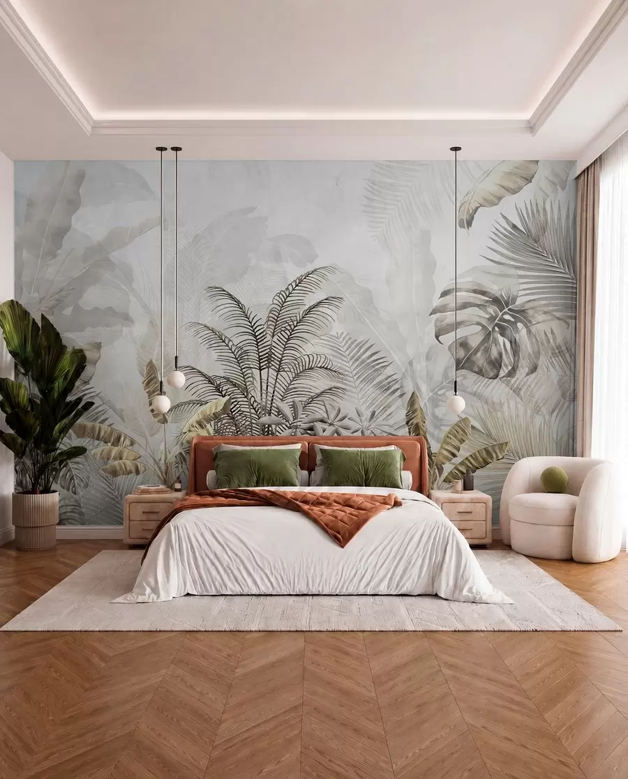 murales de pared Palmeras de color gris u71284