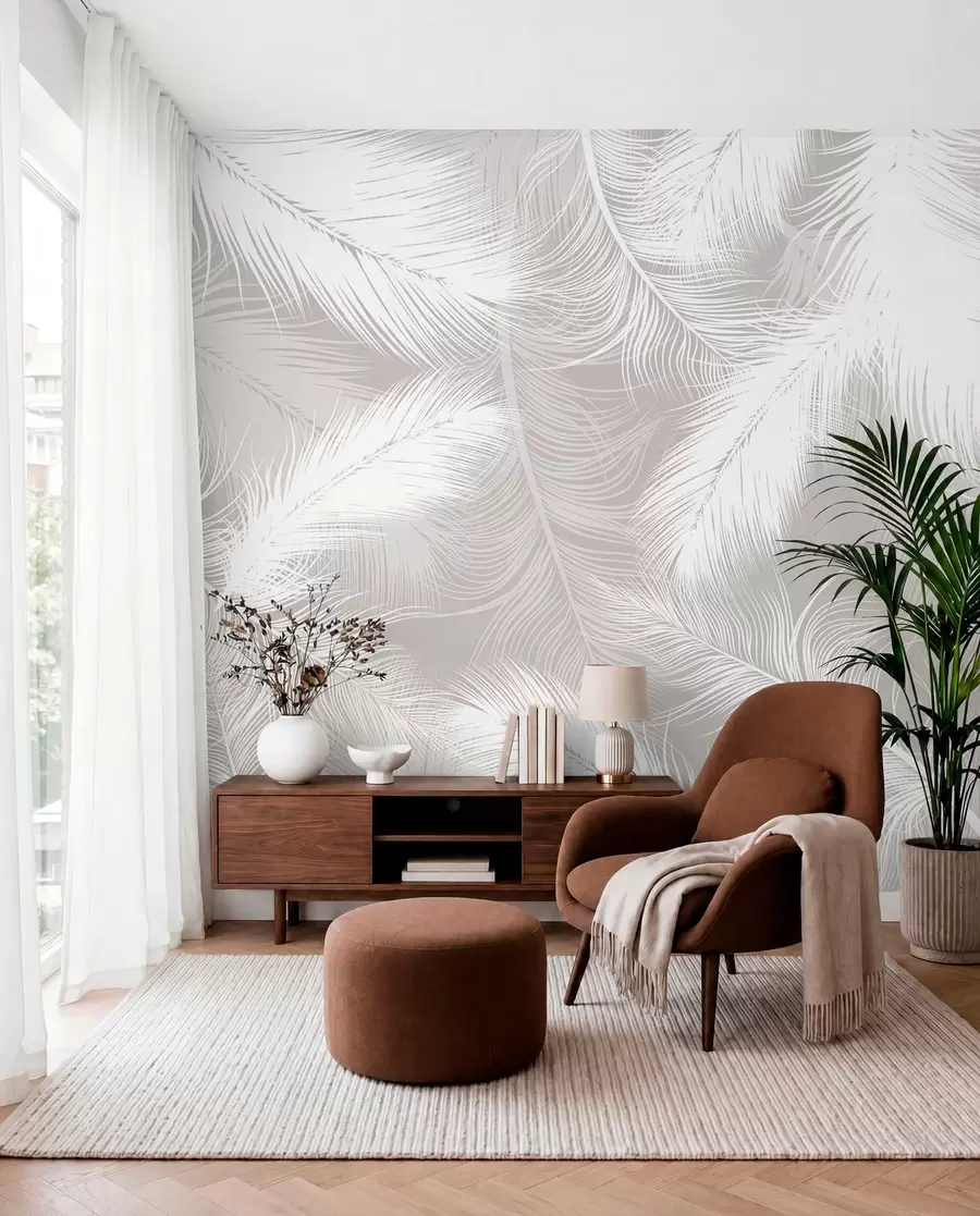 murales de pared Plumas blancas suaves u74474