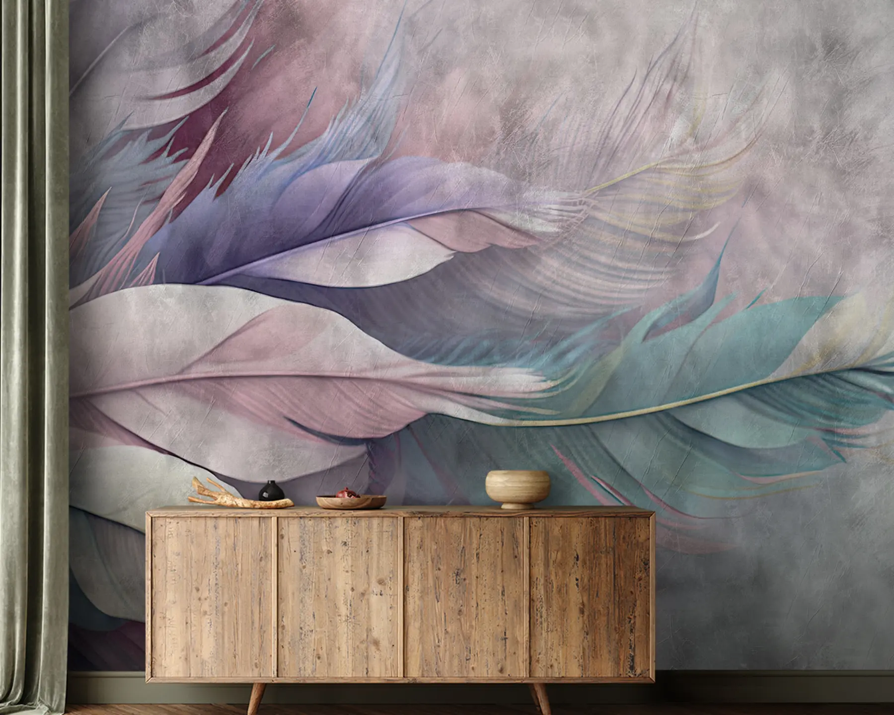 murales de pared Plumas de multicolor u93934