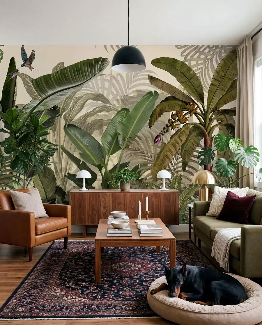 murales de pared Jungla tropical y hojas u74748