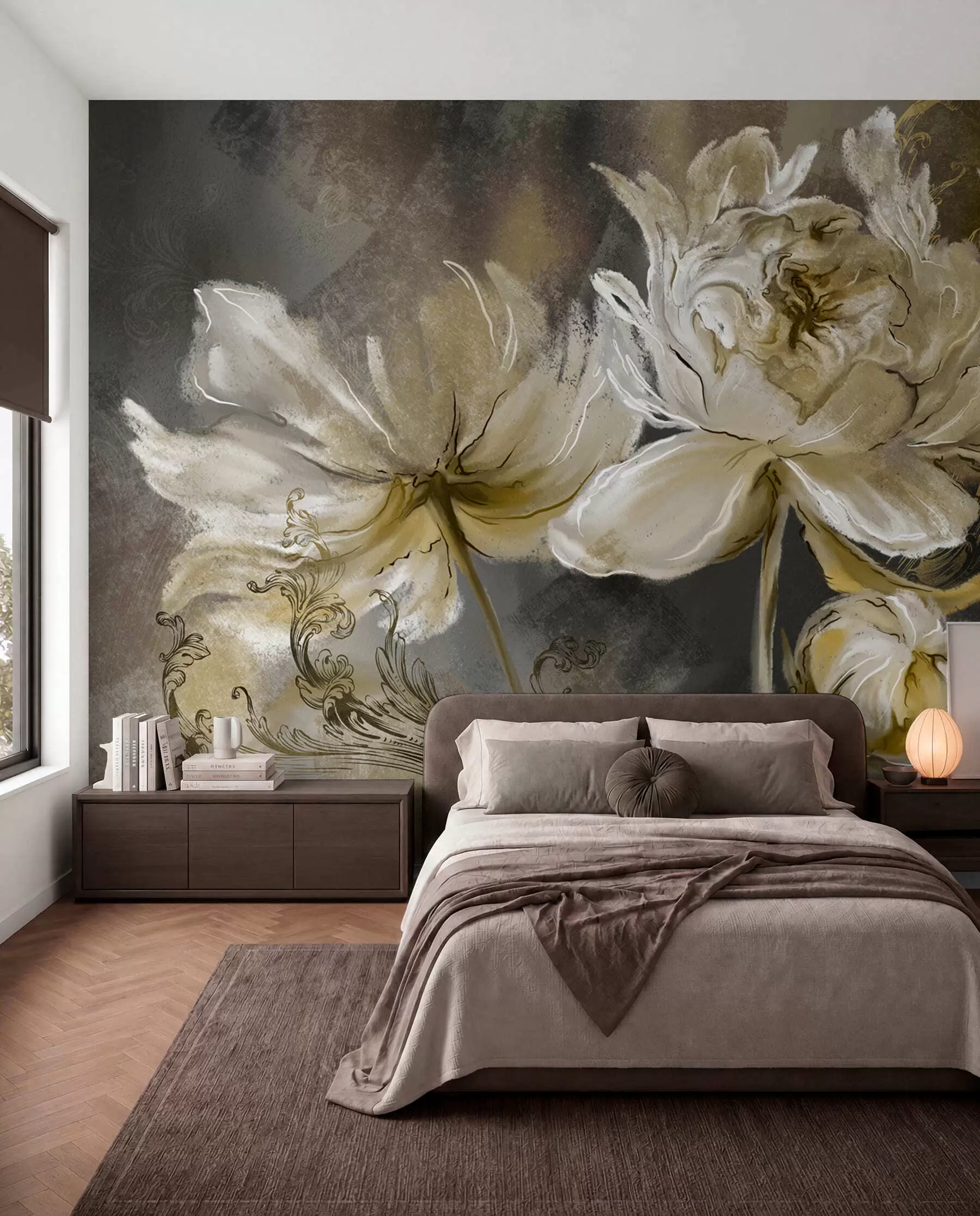 murales de pared Flores vintage sobre fondo de textura u78738