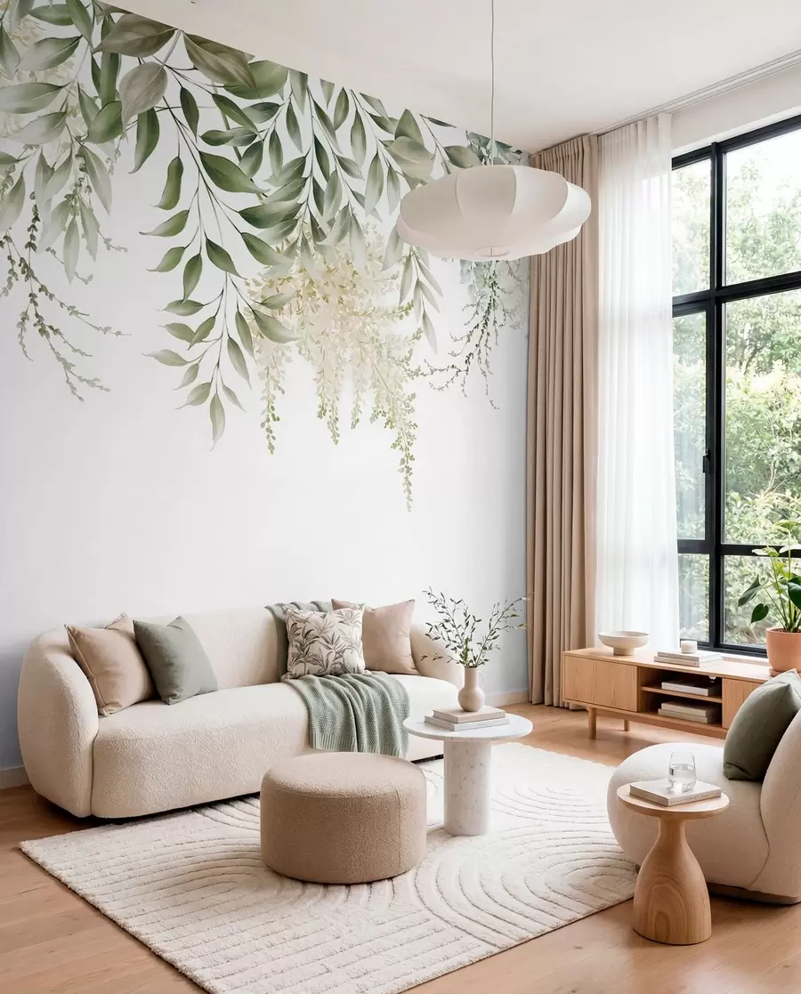 murales de pared Marco floral con greens de acuarela u94197
