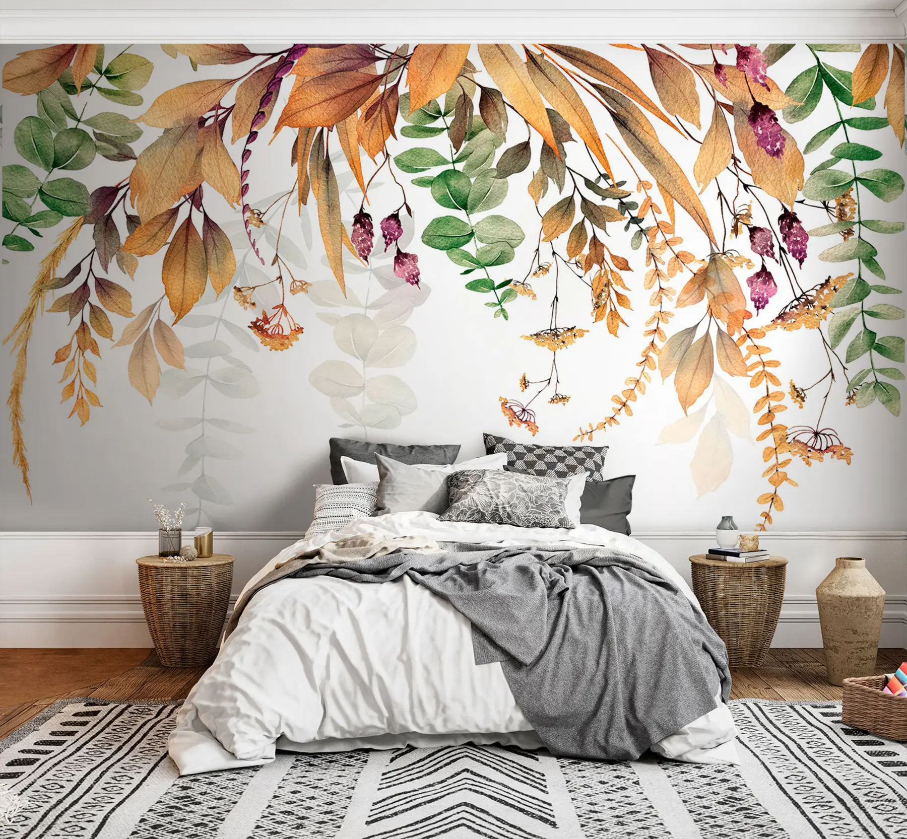 murales de pared Marco floral con hojas de otoño u94198