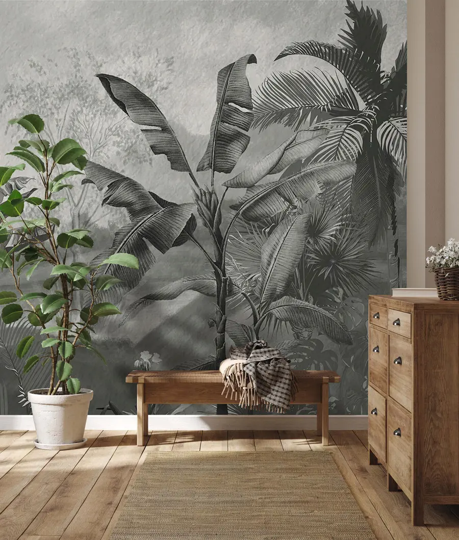 murales de pared Diseño de papel tapiz tropical, plátanos, paisajes u94329