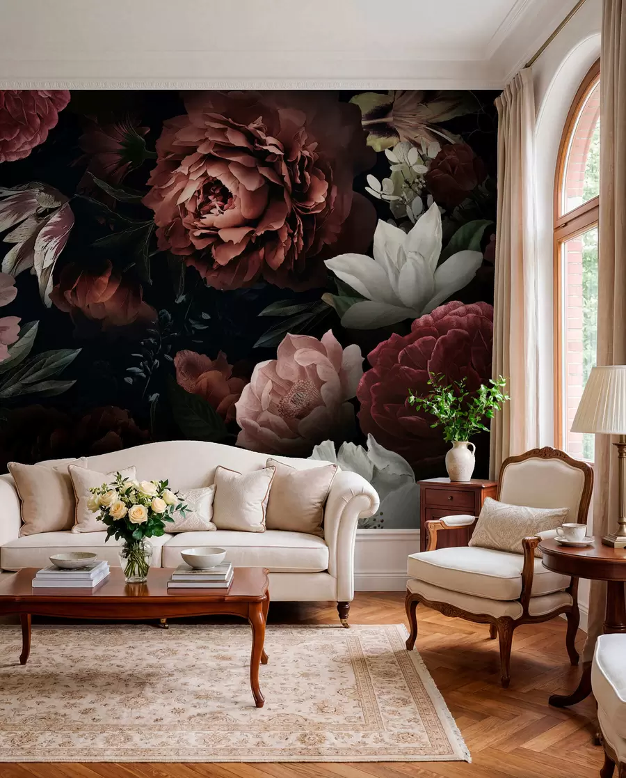 murales de pared Diseño de rosas con efecto acuarela u94330