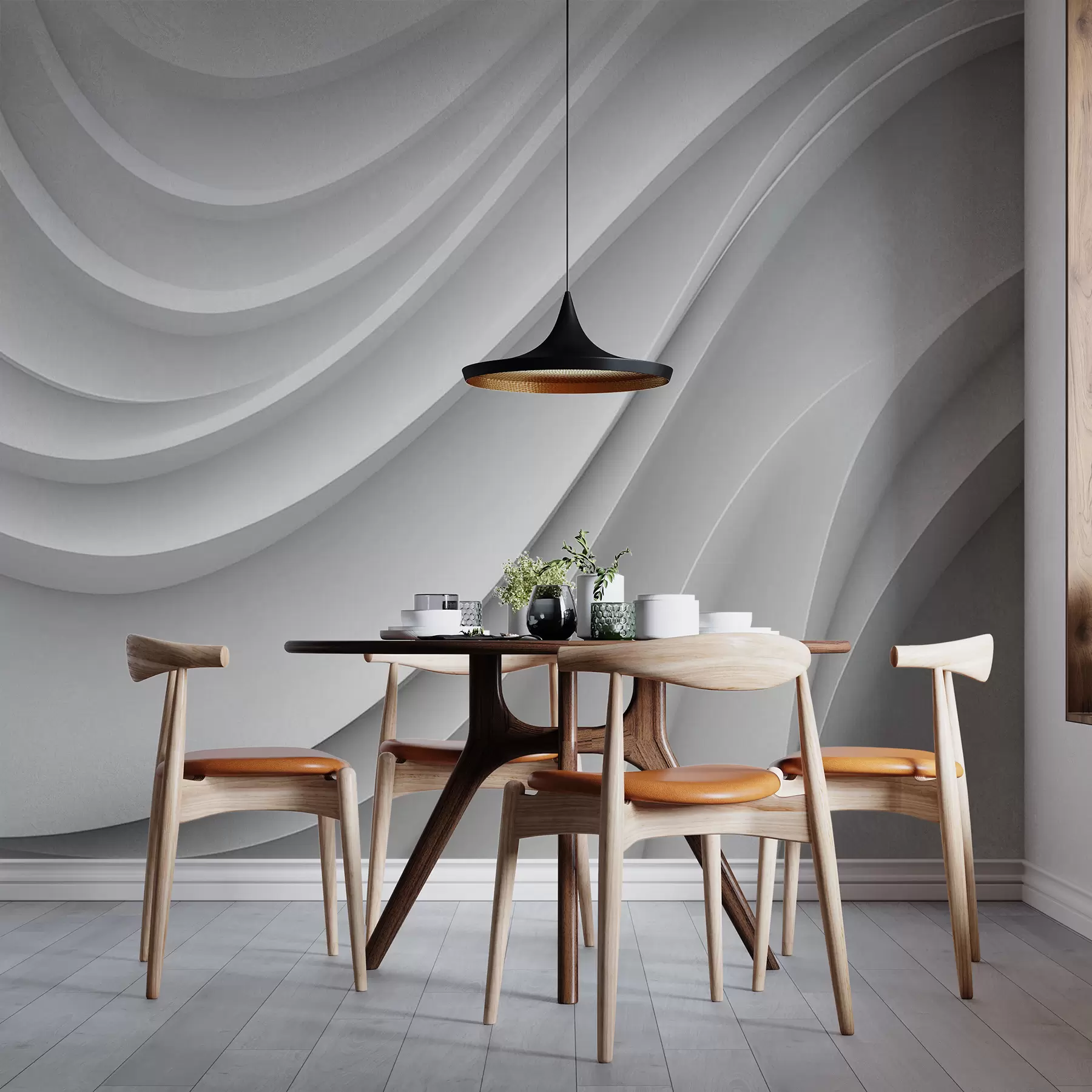murales de pared Ondas blancas 3d u94078