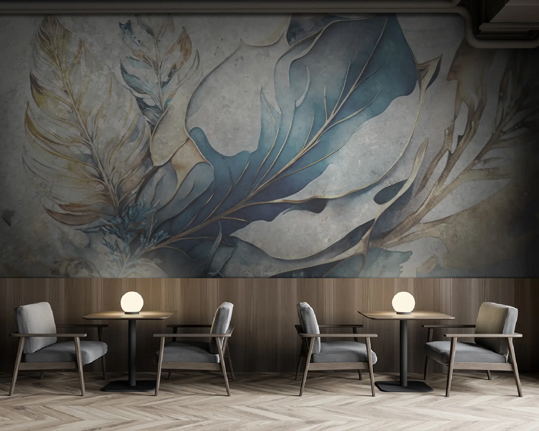 murales de pared Grandes flores de acuarela en un muro de hormigón u93998