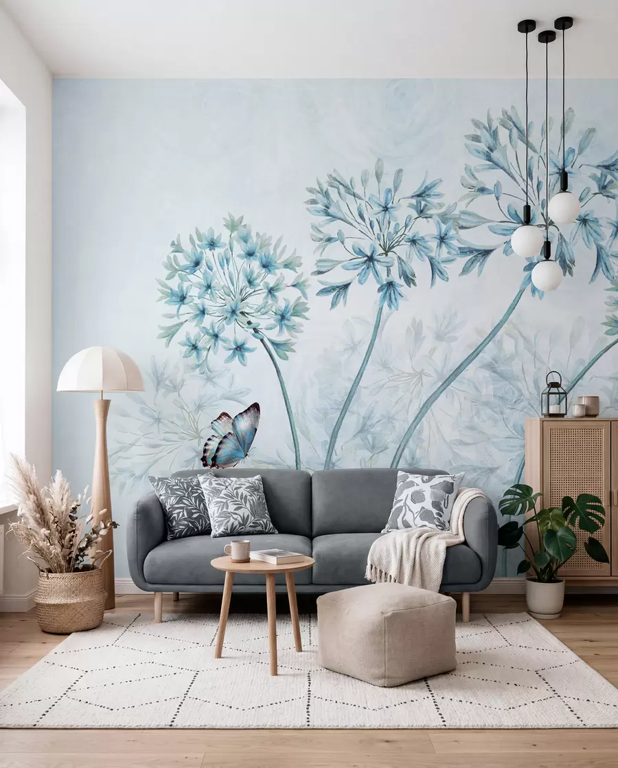 murales de pared Planta, flor y azul u35495