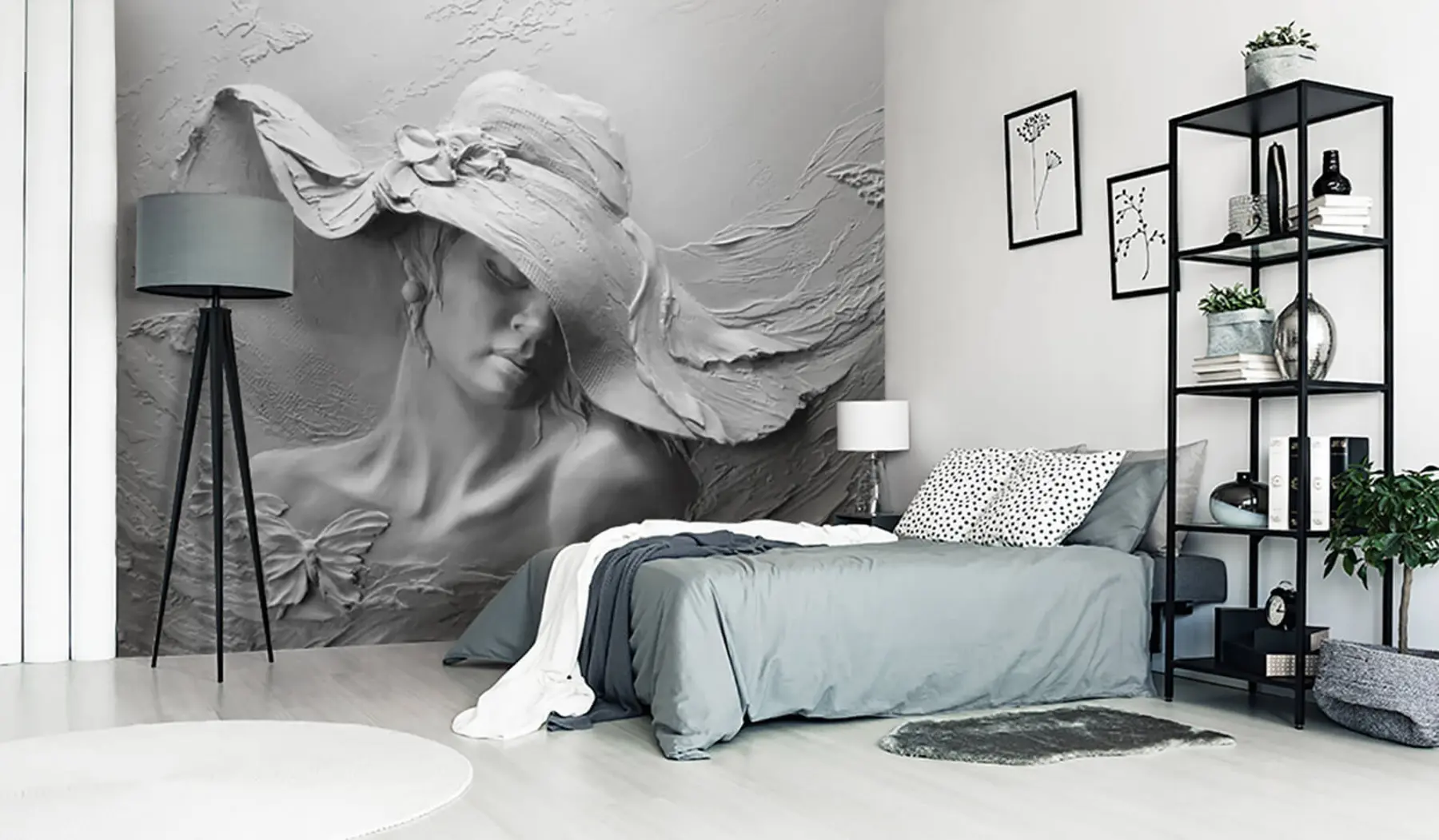 murales de pared Mujer con sombrero 3D u62592