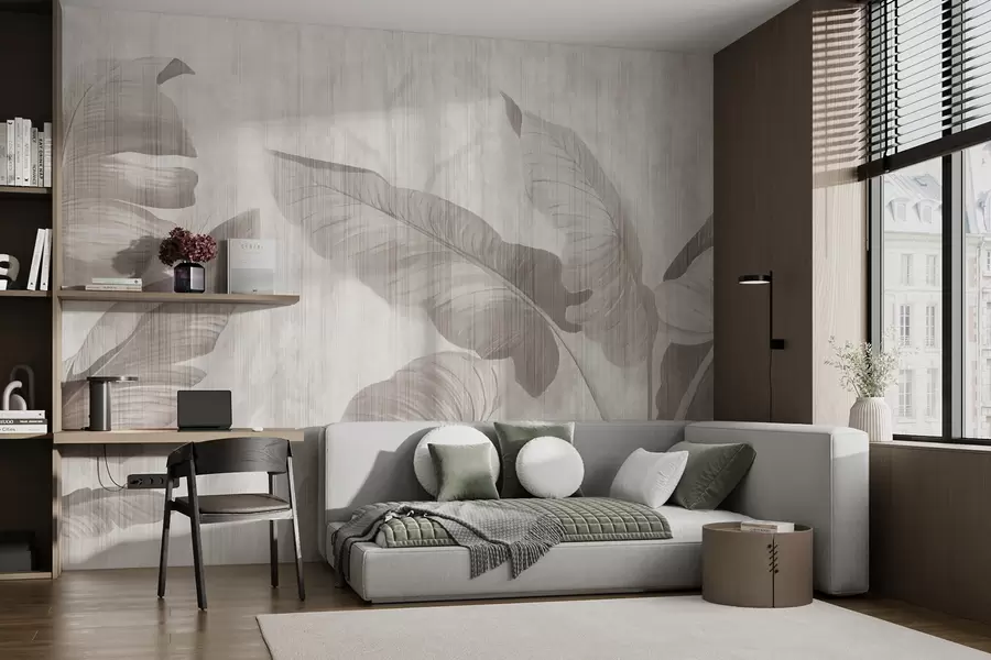 murales de pared Hojas tropicales en estilo grunge u00299