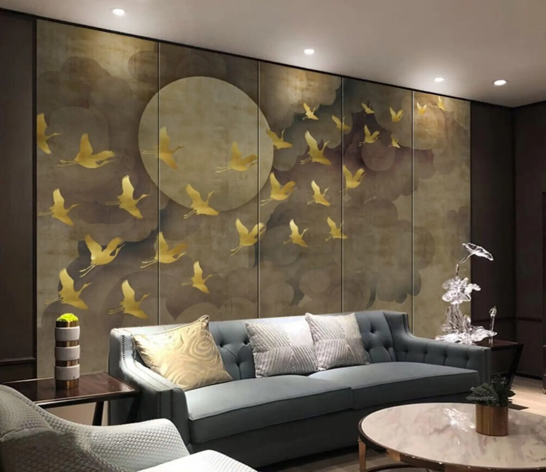 murales de pared Vuelo de cigüeñas al estilo chino u00554