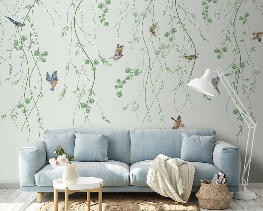 murales de pared Ramas con pájaros, Chinoiserie u94493