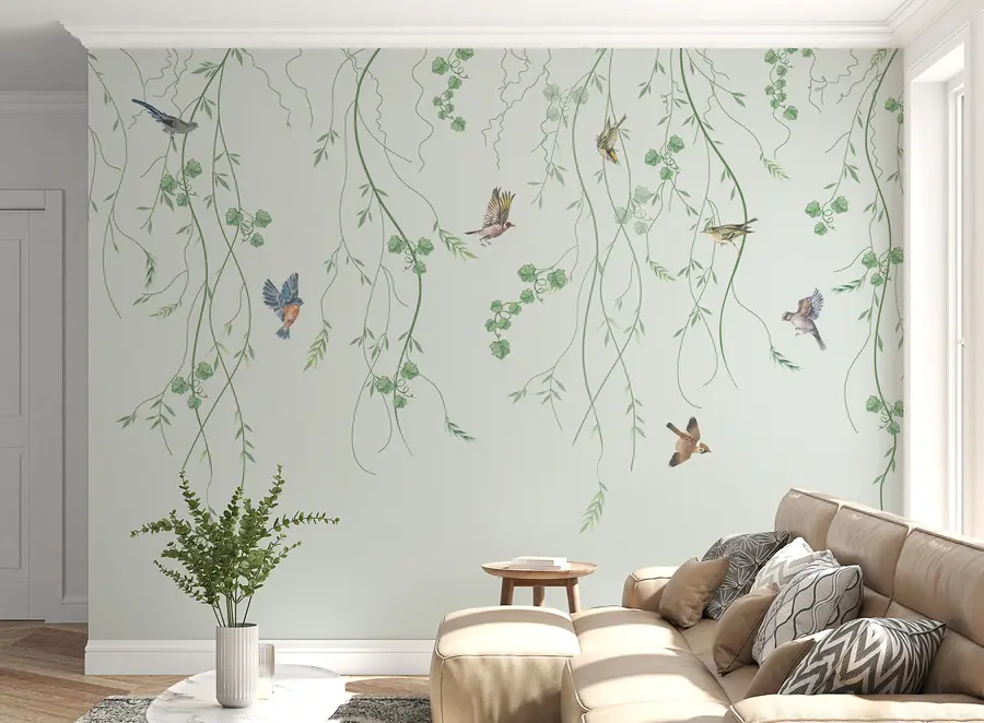 murales de pared Ramas con pájaros, Chinoiserie u94493