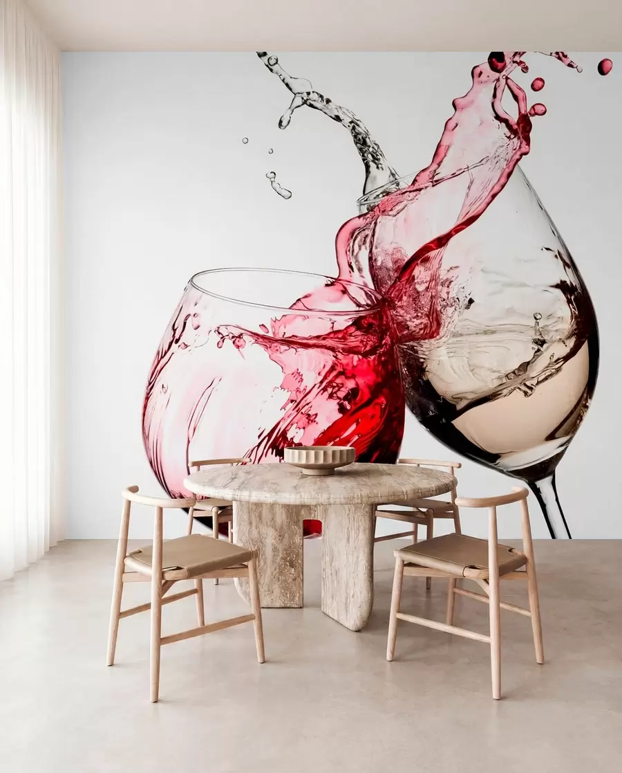 murales de pared Vino blanco y tinto en copas u75563