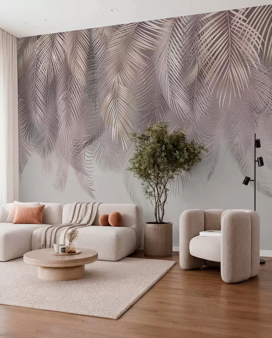 murales de pared Hojas de palmera rosas u94375