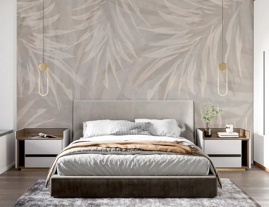 murales de pared Hojas sobre un fondo pastel u95013