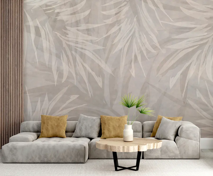 murales de pared Hojas sobre un fondo pastel u95013