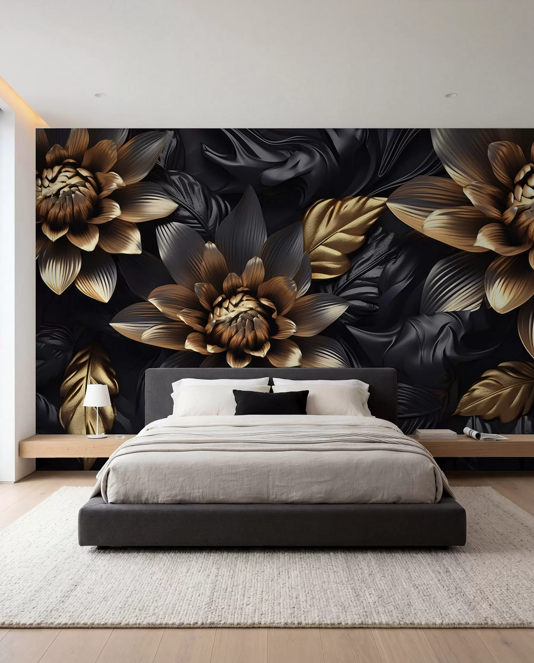 murales de pared Flores voluminosas negras u95244