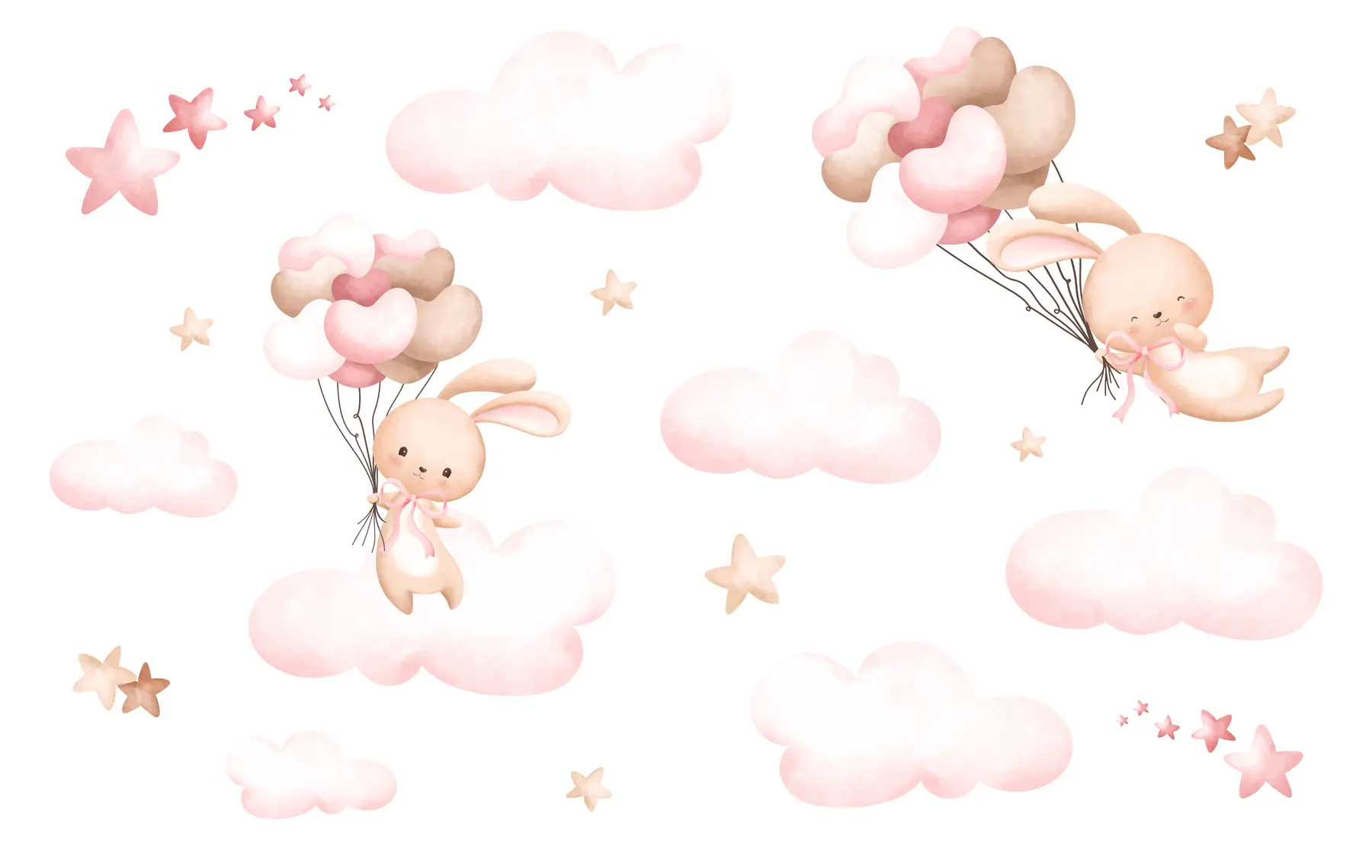 murales de pared Lindo conejo y globos u95399