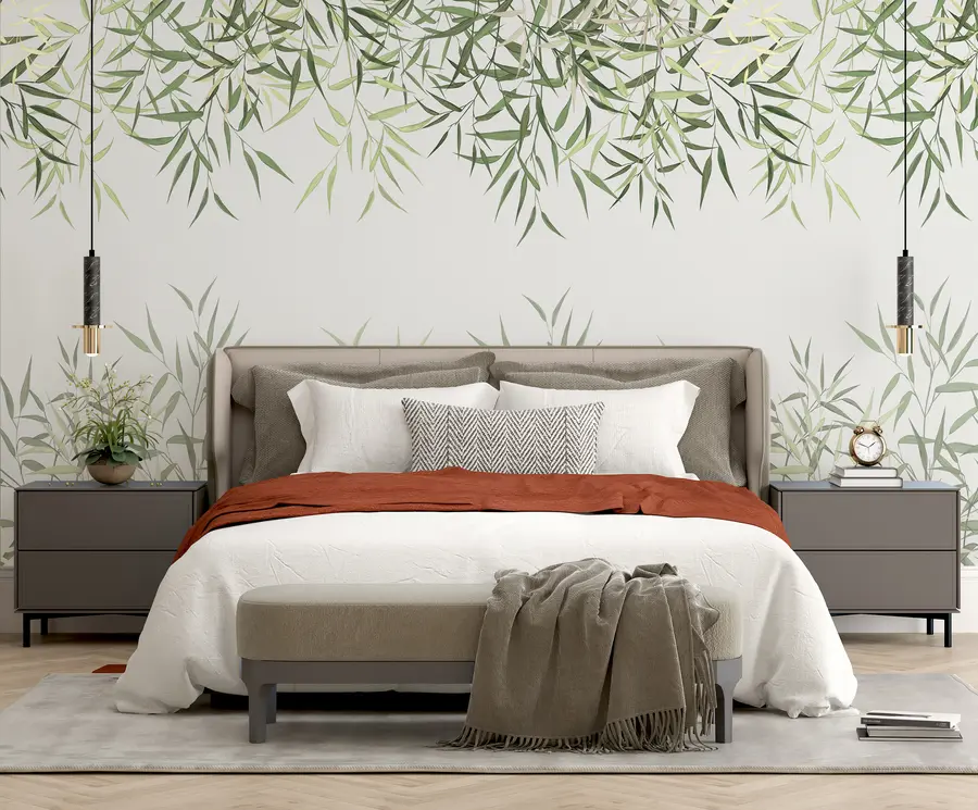 murales de pared hojas de caña de bambú u95355