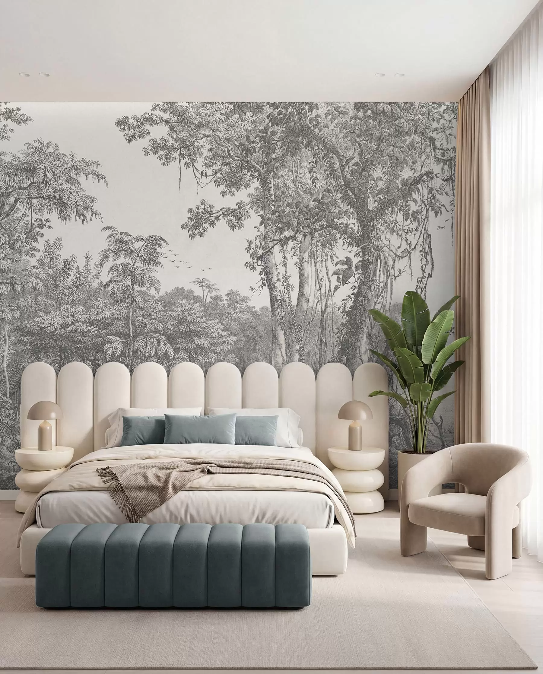 murales de pared Paisaje forestal con estilo vintage u95795