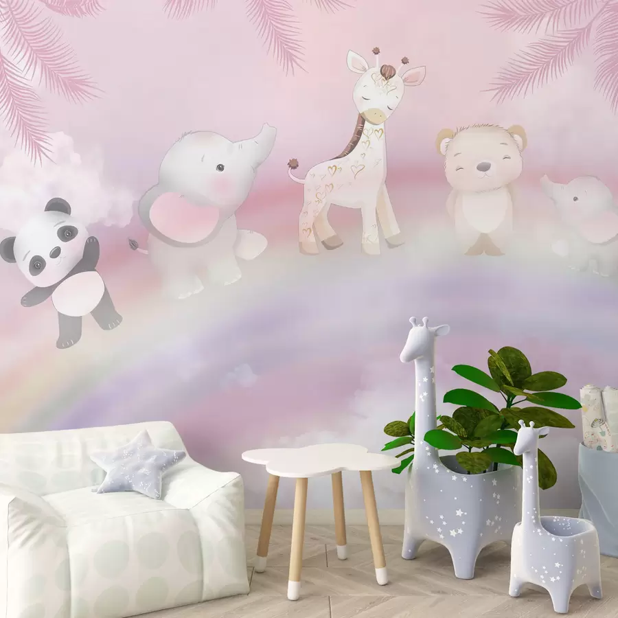 murales de pared animales en el arcoiris u95382