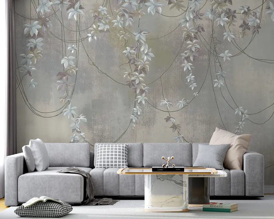 murales de pared Ramas colgantes con hojas y flores u95926